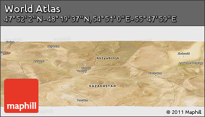 Satellite Panoramic Map of the Area around 48° 5' 50" N, 55° 19' 30" E