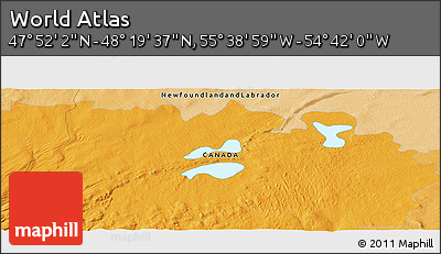 Political Panoramic Map of the Area around 48° 5' 50" N, 55° 10' 29" W