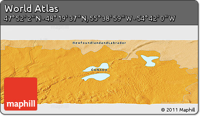 Political Panoramic Map of the Area around 48° 5' 50" N, 55° 10' 29" W