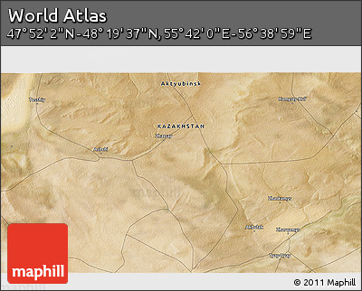 Satellite 3D Map of the Area around 48° 5' 50" N, 56° 10' 29" E