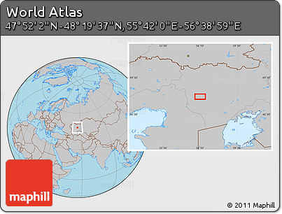 Gray Location Map of the Area around 48° 5' 50" N, 56° 10' 29" E