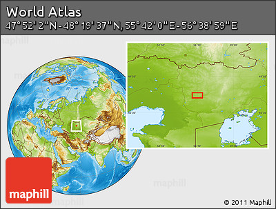 Physical Location Map of the Area around 48° 5' 50" N, 56° 10' 29" E