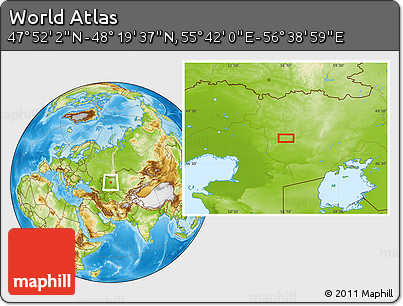 Physical Location Map of the Area around 48° 5' 50" N, 56° 10' 29" E