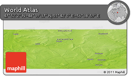Physical Panoramic Map of the Area around 48° 5' 50" N, 56° 10' 29" E