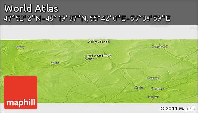 Physical Panoramic Map of the Area around 48° 5' 50" N, 56° 10' 29" E