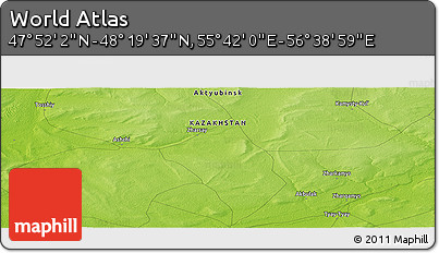 Physical Panoramic Map of the Area around 48° 5' 50" N, 56° 10' 29" E