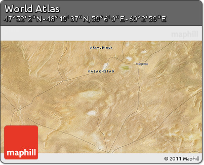 Satellite 3D Map of the Area around 48° 5' 50" N, 59° 34' 30" E