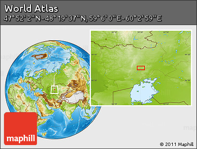 Physical Location Map of the Area around 48° 5' 50" N, 59° 34' 30" E