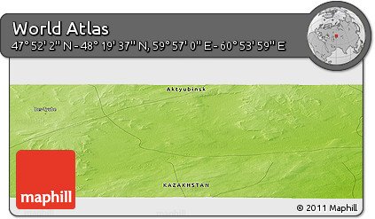 Physical Panoramic Map of the Area around 48° 5' 50" N, 60° 25' 29" E