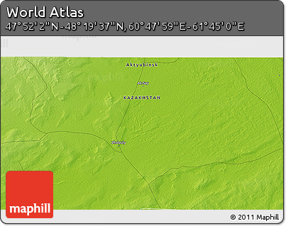 Physical 3D Map of the Area around 48° 5' 50" N, 61° 16' 29" E