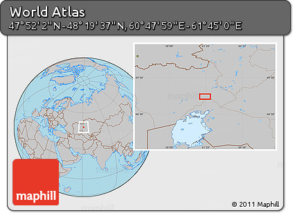 Gray Location Map of the Area around 48° 5' 50" N, 61° 16' 29" E