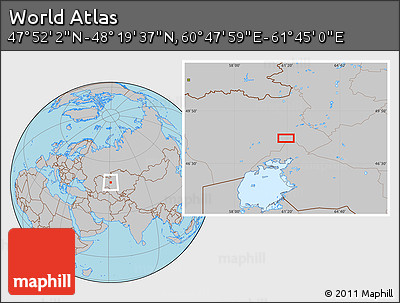 Gray Location Map of the Area around 48° 5' 50" N, 61° 16' 29" E