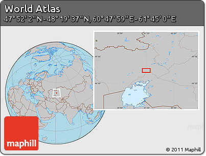 Gray Location Map of the Area around 48° 5' 50" N, 61° 16' 29" E