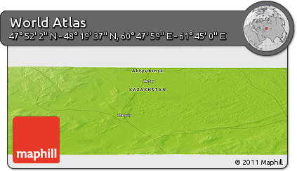Physical Panoramic Map of the Area around 48° 5' 50" N, 61° 16' 29" E