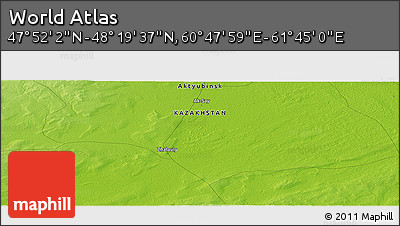 Physical Panoramic Map of the Area around 48° 5' 50" N, 61° 16' 29" E