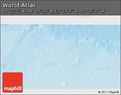 Physical 3D Map of the Area around 48° 5' 50" N, 61° 58' 30" W