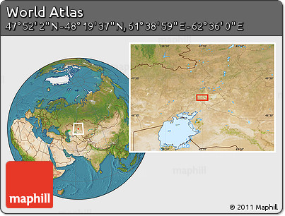 Satellite Location Map of the Area around 48° 5' 50" N, 62° 7' 30" E
