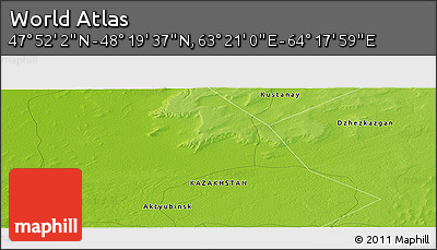 Physical Panoramic Map of the Area around 48° 5' 50" N, 63° 49' 30" E