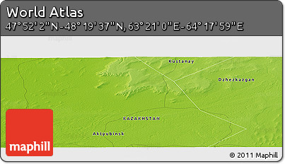 Physical Panoramic Map of the Area around 48° 5' 50" N, 63° 49' 30" E