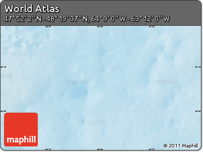 Shaded Relief Map of the Area around 48° 5' 50" N, 63° 40' 30" W