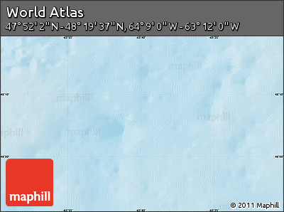 Shaded Relief Map of the Area around 48° 5' 50" N, 63° 40' 30" W