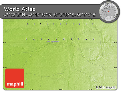Physical Map of the Area around 48° 5' 50" N, 65° 31' 30" E