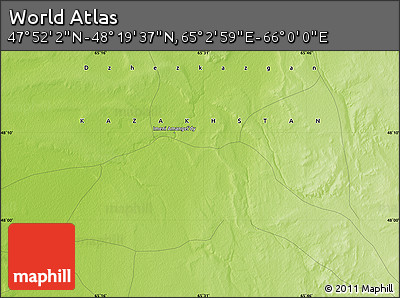 Physical Map of the Area around 48° 5' 50" N, 65° 31' 30" E