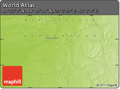 Physical Map of the Area around 48° 5' 50" N, 65° 31' 30" E