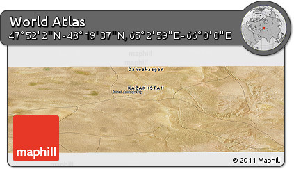 Satellite Panoramic Map of the Area around 48° 5' 50" N, 65° 31' 30" E