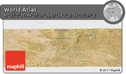 Satellite Panoramic Map of the Area around 48° 5' 50" N, 66° 22' 30" E