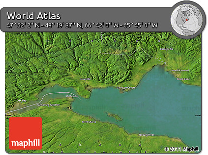Satellite Map of the Area around 48° 5' 50" N, 66° 13' 29" W