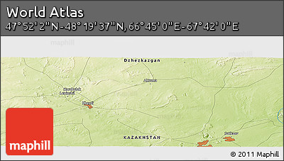 Physical Panoramic Map of the Area around 48° 5' 50" N, 67° 13' 29" E