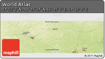 Physical Panoramic Map of the Area around 48° 5' 50" N, 67° 13' 29" E