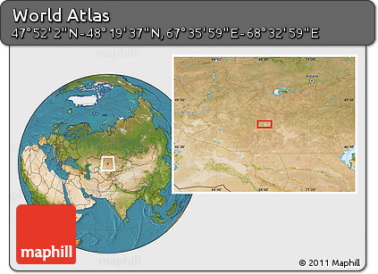 Satellite Location Map of the Area around 48° 5' 50" N, 68° 4' 29" E