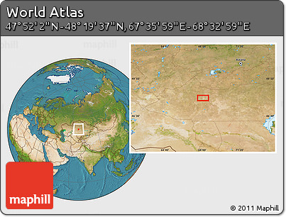 Satellite Location Map of the Area around 48° 5' 50" N, 68° 4' 29" E