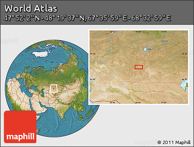 Satellite Location Map of the Area around 48° 5' 50" N, 68° 4' 29" E