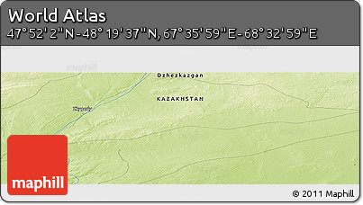 Physical Panoramic Map of the Area around 48° 5' 50" N, 68° 4' 29" E