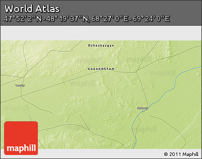 Physical 3D Map of the Area around 48° 5' 50" N, 68° 55' 30" E