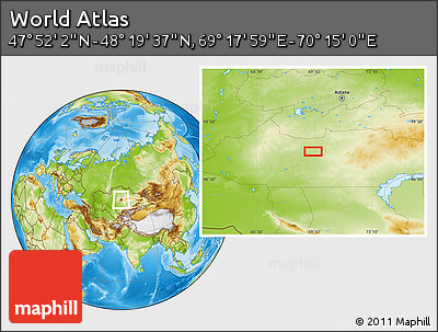 Physical Location Map of the Area around 48° 5' 50" N, 69° 46' 30" E