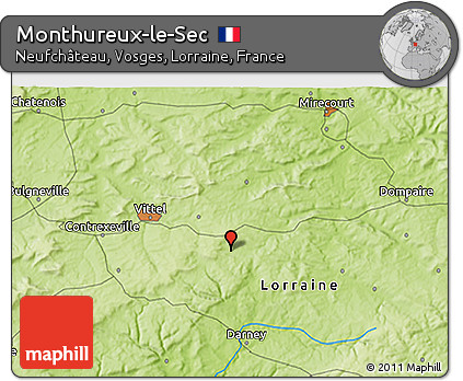 Physical 3D Map of Monthureux-le-Sec