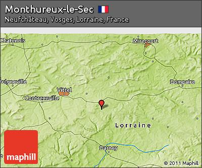 Physical 3D Map of Monthureux-le-Sec
