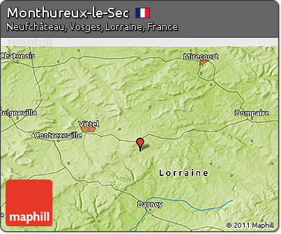 Physical 3D Map of Monthureux-le-Sec