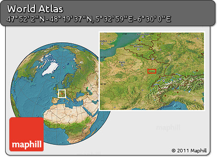 Satellite Location Map of the Area around 48° 5' 50" N, 6° 1' 30" E