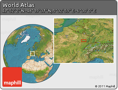 Satellite Location Map of the Area around 48° 5' 50" N, 6° 1' 30" E