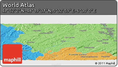 Political Panoramic Map of the Area around 48° 5' 50" N, 6° 1' 30" E