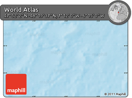 Physical Map of the Area around 48° 5' 50" N, 6° 43' 29" W