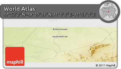 Physical Panoramic Map of the Area around 48° 5' 50" N, 71° 28' 29" E