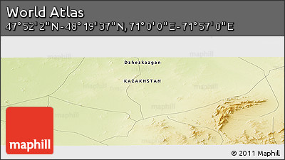 Physical Panoramic Map of the Area around 48° 5' 50" N, 71° 28' 29" E
