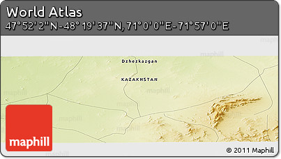 Physical Panoramic Map of the Area around 48° 5' 50" N, 71° 28' 29" E