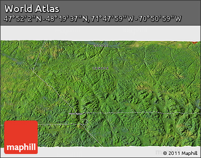 Satellite 3D Map of the Area around 48° 5' 50" N, 71° 19' 29" W
